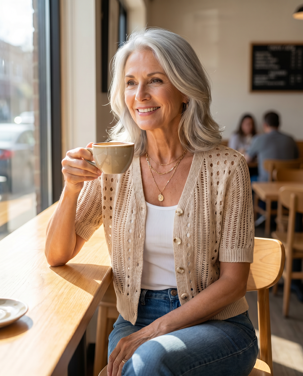 V-Neck Short-Sleeve Knit Cardigan