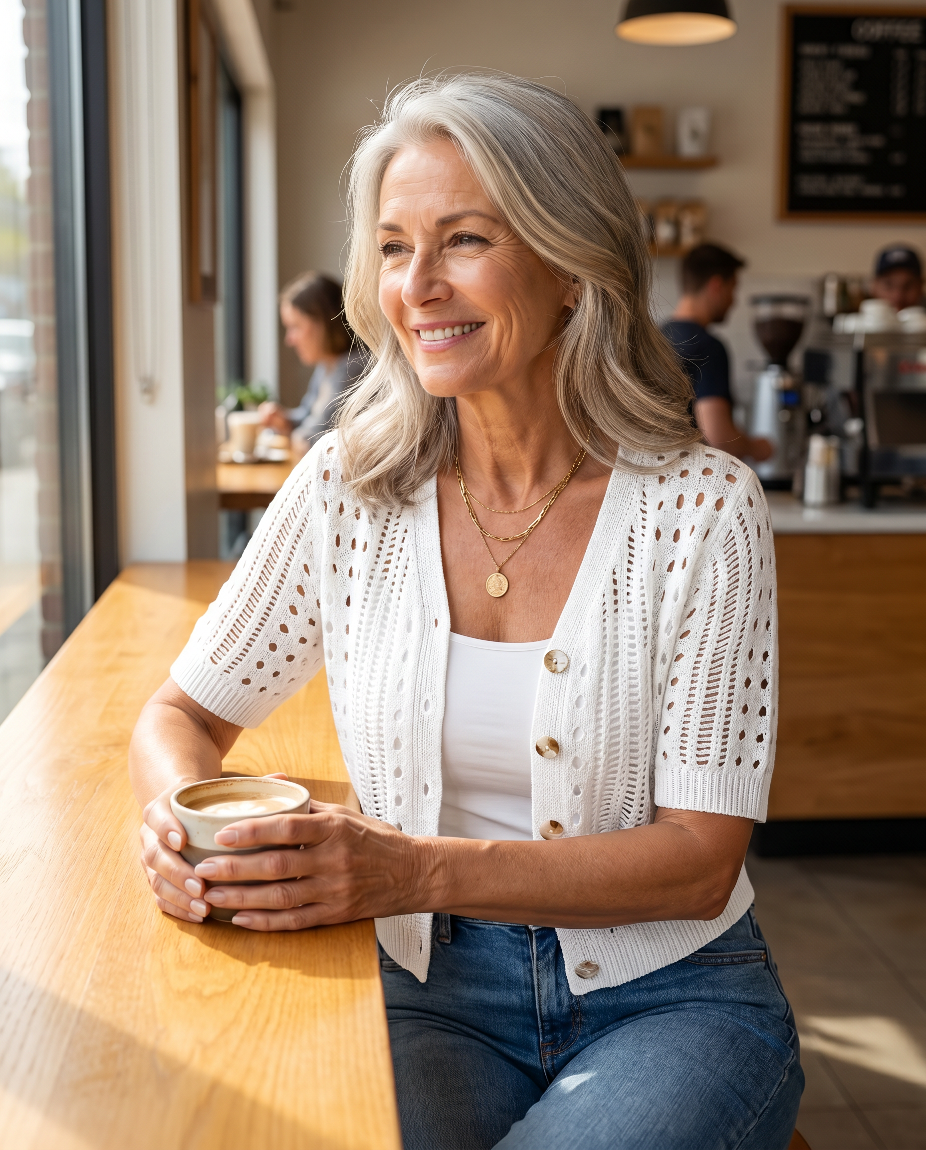 V-Neck Short-Sleeve Knit Cardigan